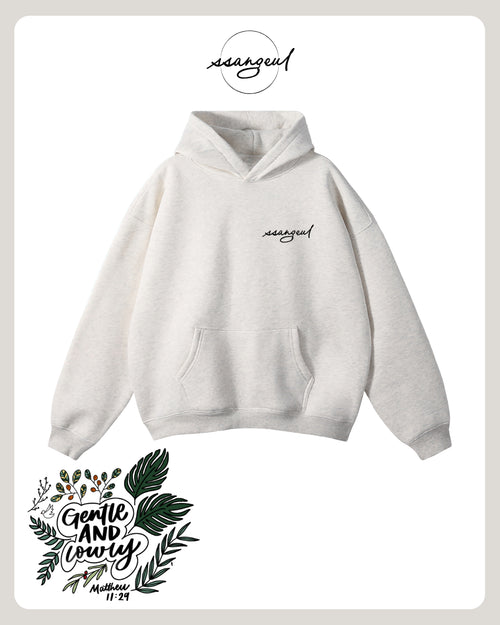 Gentle & Lowly | Matthew 11:29 (White & Greys) - Oversized Hoodies