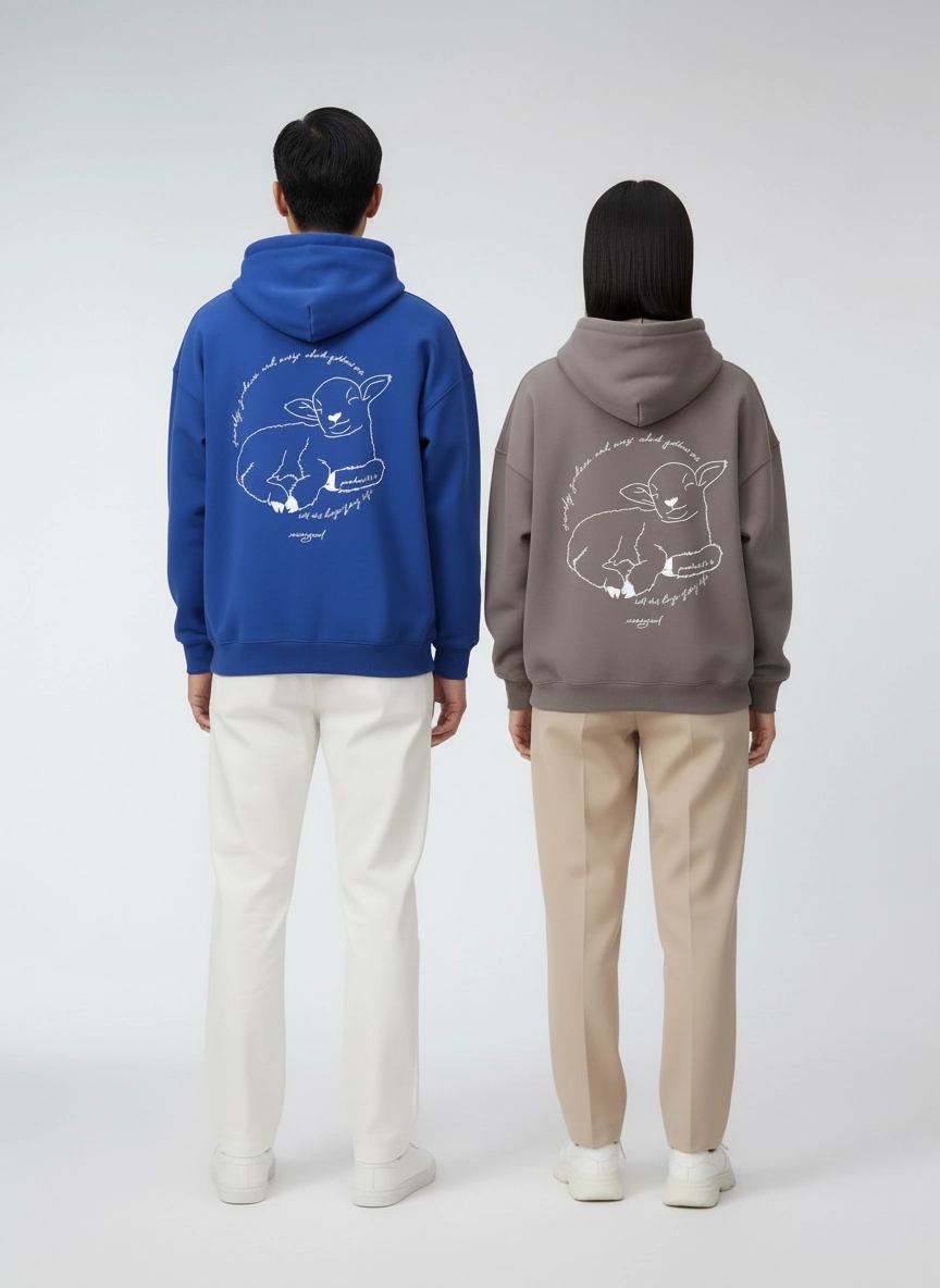 Surely Goodness and Mercy | Psalms 23:6 - Oversized Hoodie (White & Greys)