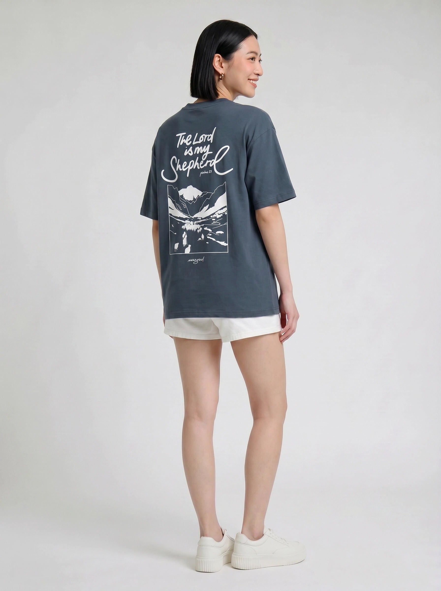 The Lord is my Shepherd - WHITE CALLIGRAPHY Unisex Pure Cotton T-Shirt