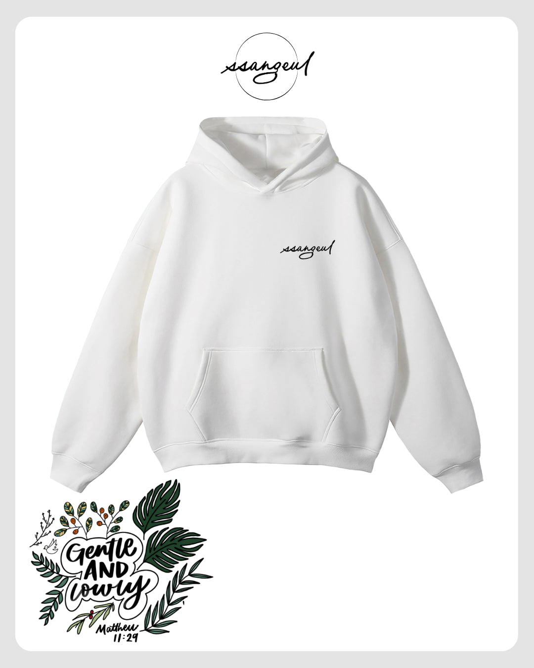 Gentle & Lowly | Matthew 11:29 (White & Greys) - Oversized Hoodies